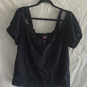 Vince Camuto Black Eyelet Blouse